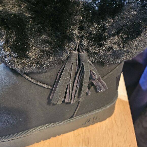 C & UG Black Faux Fur Boots Winter Boots Size 6 New - Picture 4 of 7